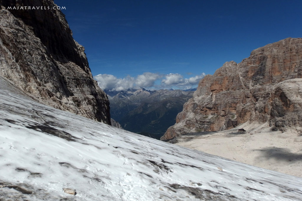 Vedretta degli Sfulmini glacier in brenta dolomites