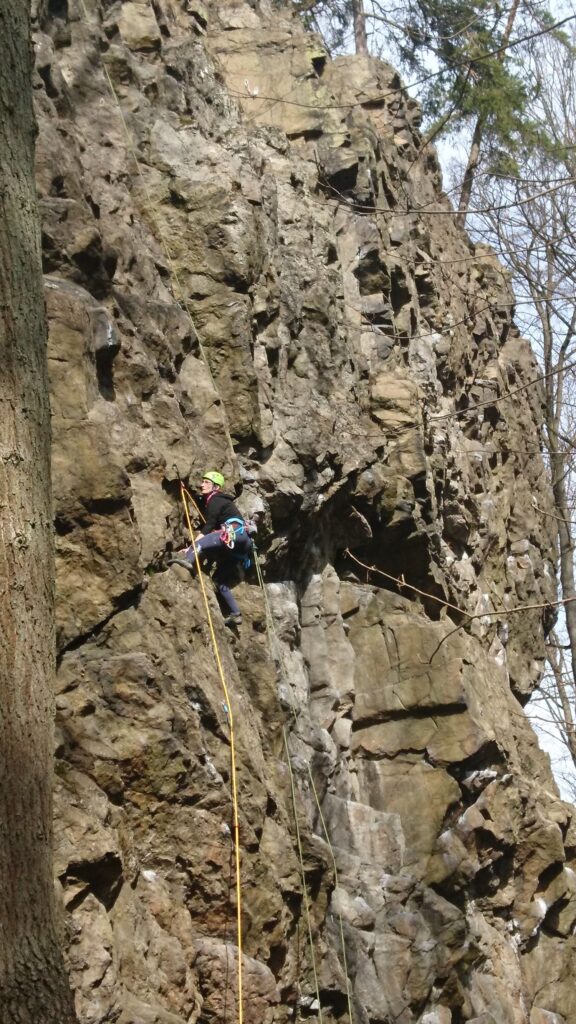 climbing on pełcznica, wałbrzych, poland