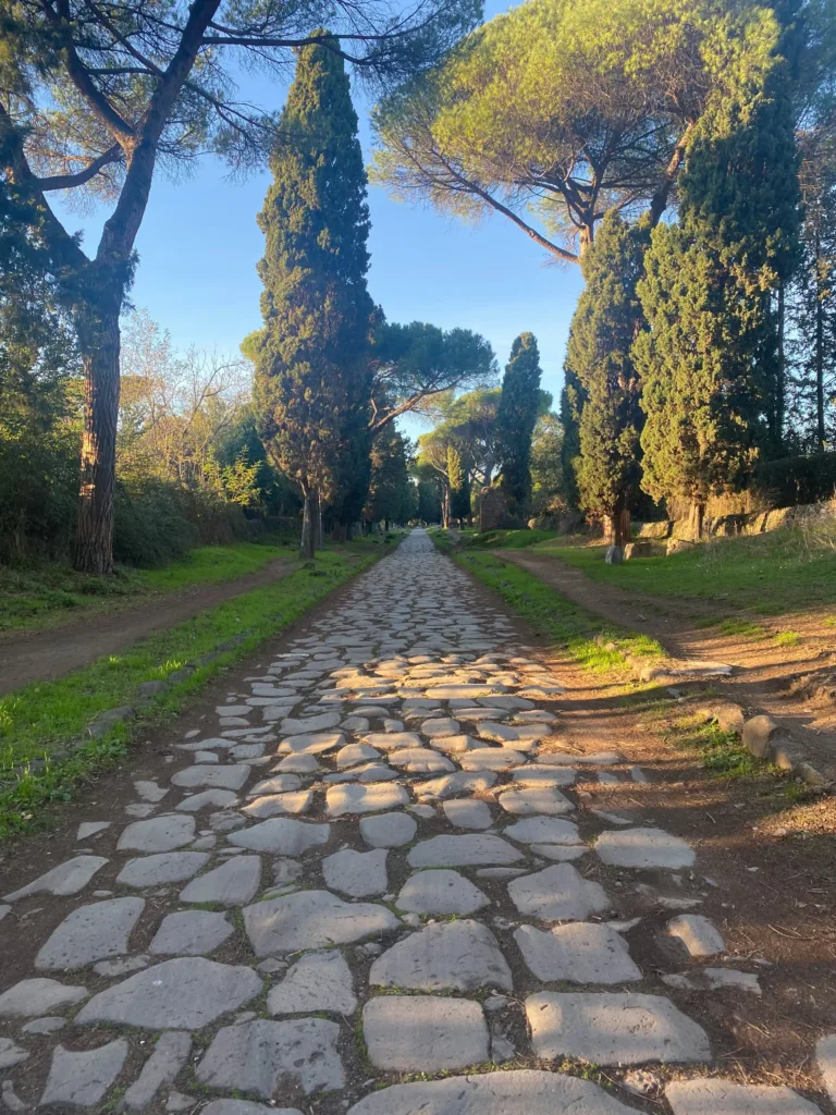 Ancient Appian Way hiking trail near Rome, Italy